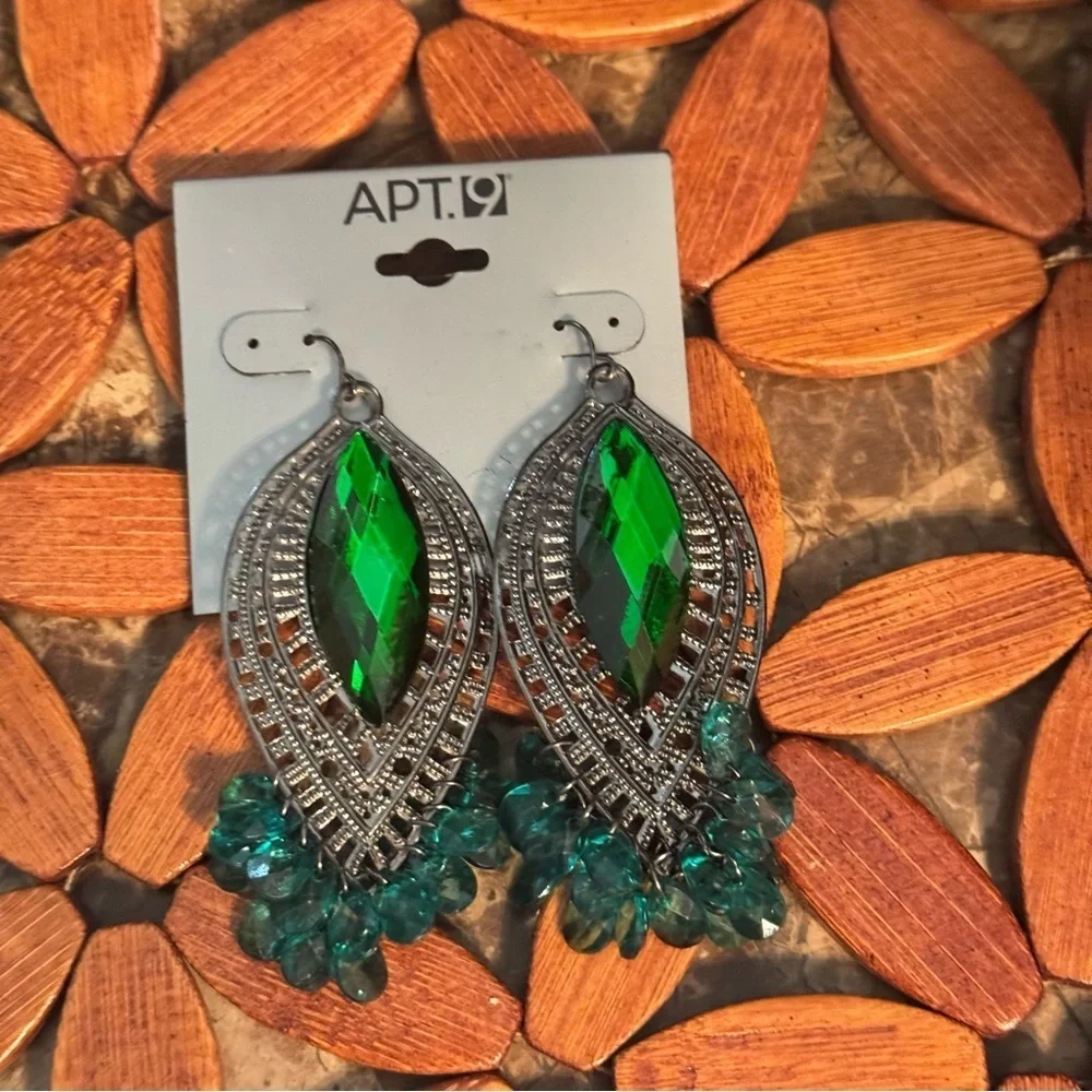 Apt. 9 Green & Silver Statement Dangle Earrings